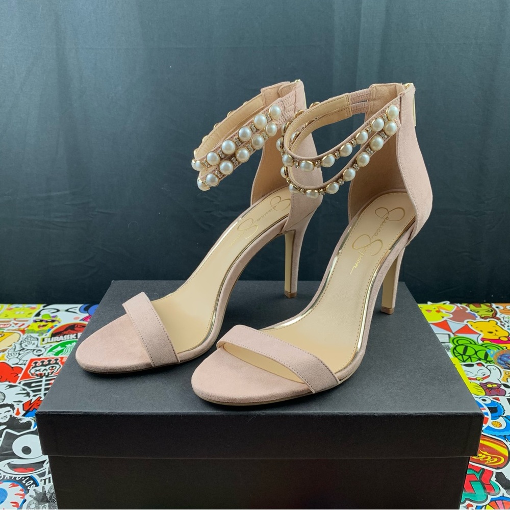 Jessica Simpson Pearl Diamond Heels Size 8 Women's